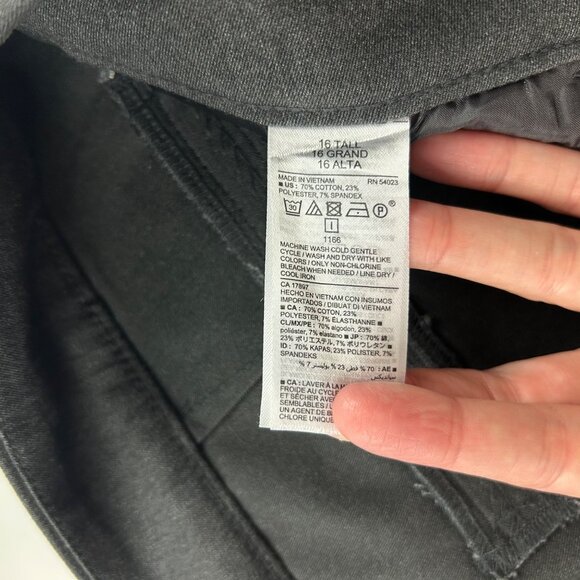 TALL Old Navy Charcoal Stretch Canvas Mid Rise Skinny Pixie Pant 16T New - Picture 4 of 6